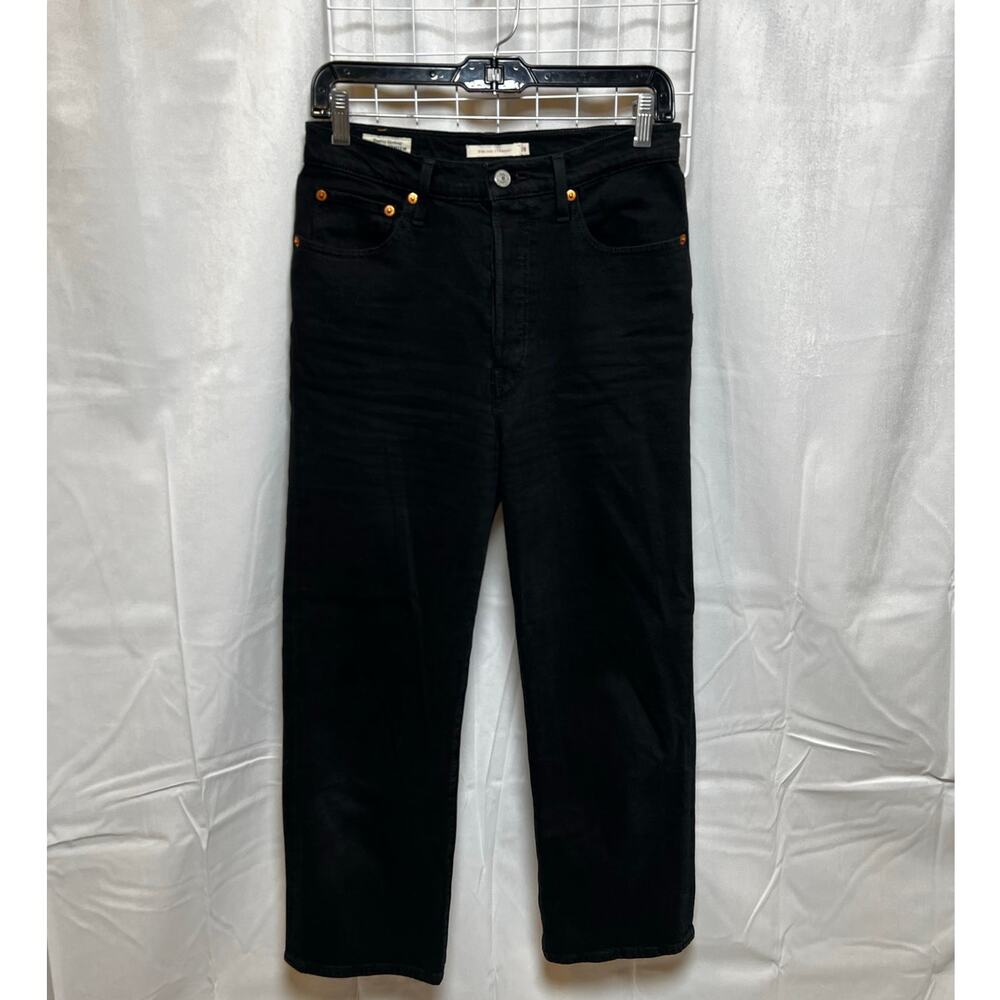 Levis Premium Jeans Women's 28 Black Ribcage Straight High Rise Button